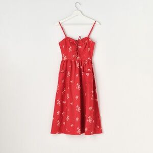 Reformation Red Linen Midi Dress